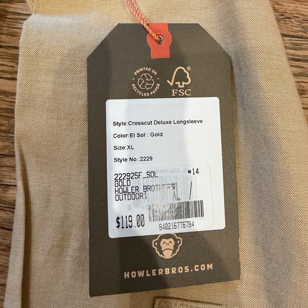Howler Bros Crosscut Deluxe Snap Shirt XL NWT El Sol Gold $119 Retail - Picture 2 of 3